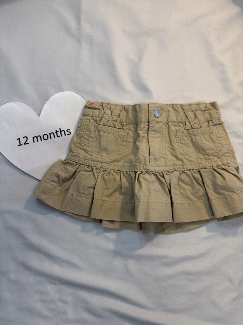 Steve & Barry's - Kids Tan Cotton Skort  with ruffled hem. Size 12 months